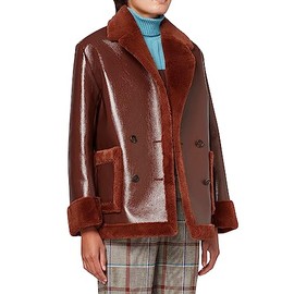 PS PAUL SMITH Women's Faux Leather Jacket, Dark Brown, 40