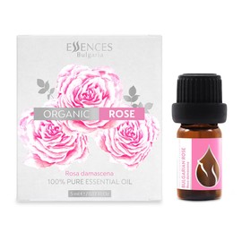 Essences Bulgaria Organic Rose Essential Oil 1/6 Fl Oz | 5ml | Rosa Damascena | 100% Pure and Natural | Undiluted | Therapeutic Grade | Family Owned Farm | Steam-Distilled | Non-GMO | Vegan
