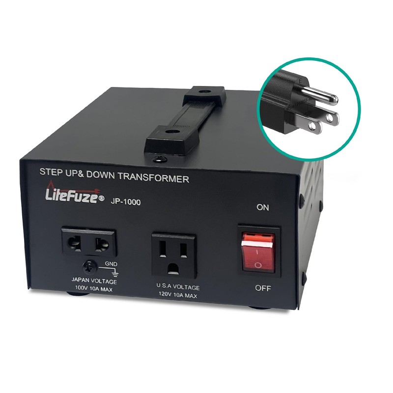 LiteFuze 1000W Step-Up/Step-Down Transformer with Dual Sockets - Premium Copper