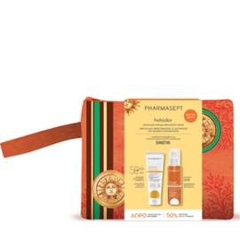 Pharmasept x SunsetGo Heliodor Set Face Sun Cream SPF50, 50ml & Bronzing Dry Oil, 100ml & Toiletry Bag