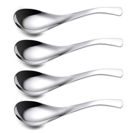 ERCENTURY Stainless Steel Spoon, Soup Spoon, Coffee Spoon, Desert Spoon, etc. Light Weight and Small Size Especially Suitable for Toddlers, Children, Espresso etc. (Set of 4)