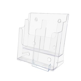 Brochure Holder with Hanging Hardware with 3.5" x 2" Card Slot 2 Tiers for 4" or 8.5" Inch Trifolds or Magazines Graphics and Flyers Space Saving Clear Acrylic Organizer by Marketing Holders