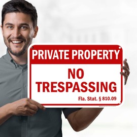 Florida Private Property No Trespassing Sign, 12x18 Inches, 55 mil thick HDPS (high density polystyrene), Made in USA by My Sign Center