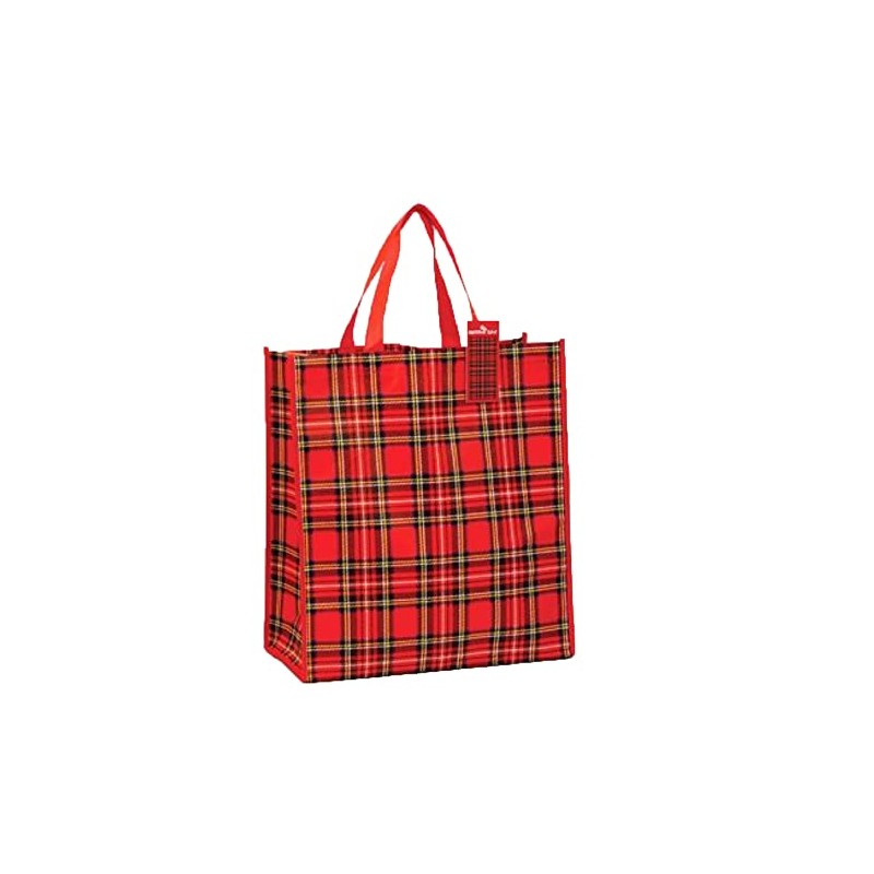 Funky Red Scottish Royal Stewart Tartan Reuseable Shopper Tote Bag
