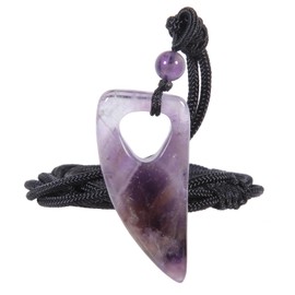 Nupuyai Crystal Wolf Tooth Necklace for Men and Women, Gemstone Wolf Pendant Healing Stone Lucky Charm Talisman Meditation Reiki Jewellery for Friendship, amethyst, Amethyst stone.