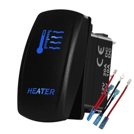 BACAUTOPARTS Blue Led Heater Rocker Switch with Jumper Wires 5Pin ON-Off SPST Toggle Switch for The ARB/Carling/NARVA UTV 4x4 Caravan Jeep Trailer RV SUV 12V/20A 24V/10A