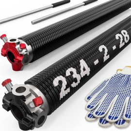 Blesseras Garage Door Coated Torsion Springs with Non-Slip Winding Bars, Electrophoretic Coated, 1 Pair, 234 X 2'' X 28''