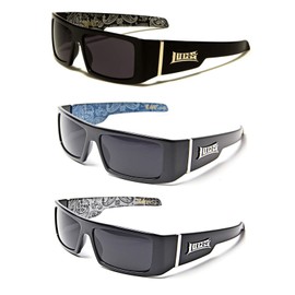 Locs Gangsta Sunglasses Various Combos 58 Style (3 Pack Blue Bandana White Bandana Silver Bandana)
