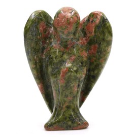 CHENYUE CHENYUE Natural Green Unakite Gemstone Peace Angel Pocket Guardian Healing Statue 2 Inch