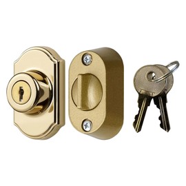 Ideal Security Model 703 Keyed Deadbolt for Storm and Screen Doors, Bright Brass