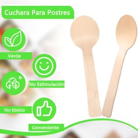 UEBSDVA 200 Pcs Cucharas Desechables, Sin Lavado de Manos Amigable Con el Medio Ambiente Cuchara de Postre Desechable, Para Helados, Postres, Fiestas, Camping, Bodas, Cenas, Eventos, Cumpleaños