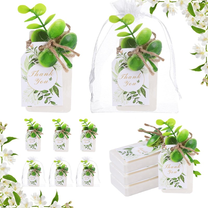 50 jabones hechos a mano para bodas, recuerdos de eucalipto