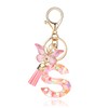 QUKE Fashion Alphabet Initial Letter Keychain Pink Tassel Butterfly Pendant