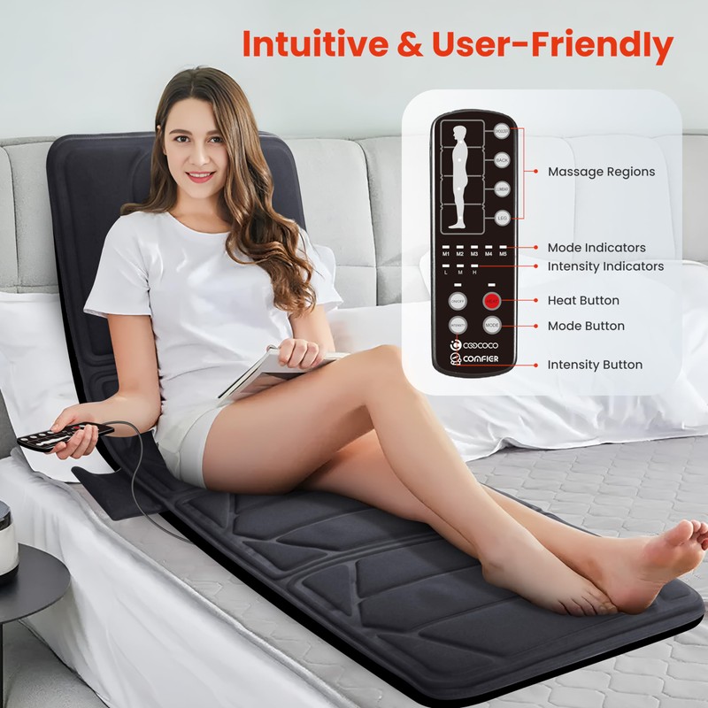 CooCoCo Massage Mat with Heat, Massage Pad with 10 Vibration