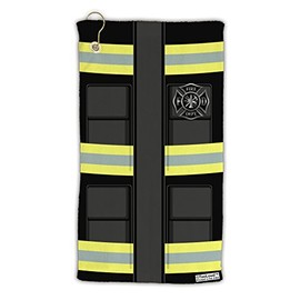 TOOLOUD Firefighter Black AOP Micro Terry Gromet Golf Towel 15" x 22" All Over Print