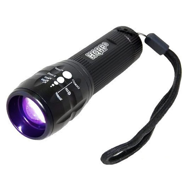 HQRP Professional Flashlight Blacklight 3W LED 390nm Wavelenght with Variable Focus for Arson Investigation, Security Control, Pet Urine Detection, Room Inspection, Leak Detection