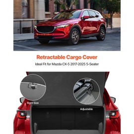 VEVOR Cargo Cover for Mazda CX-5 2017-2024 2025 5-Seater Accessories, Carbon Fiber Texture Retractable Trunk Cover, Anti-Peeping Luggage Privacy Shield, Easy Installation Security Shade Car
