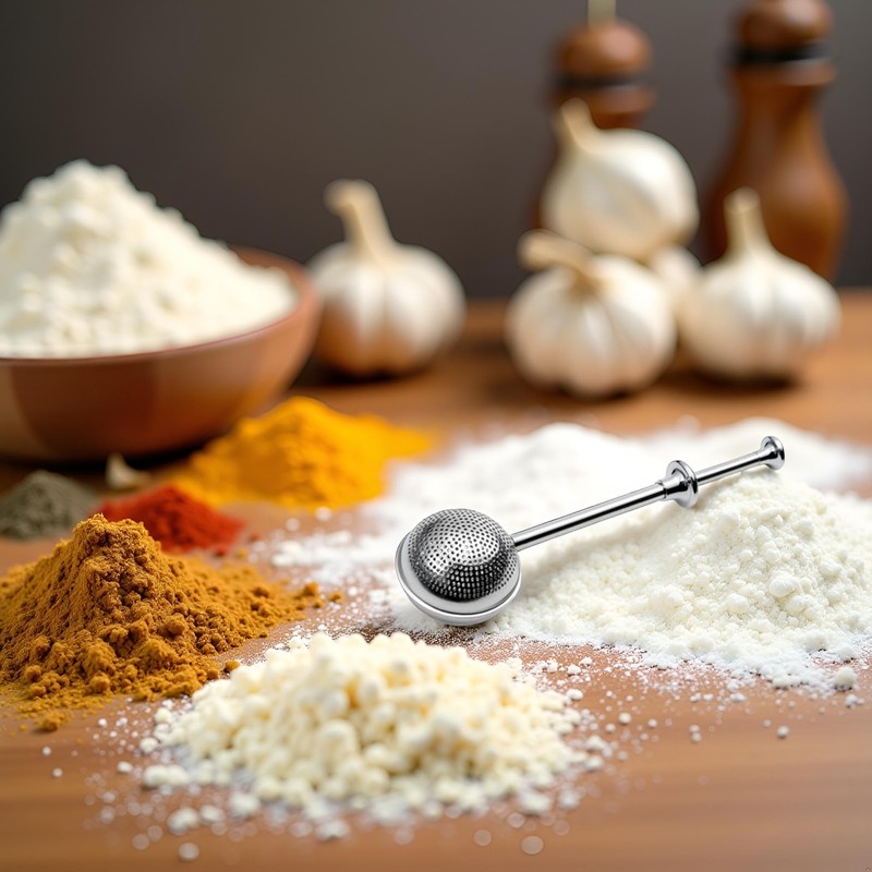 304 Silver Stainless Steel Flour Powder Filter Spoon, Shaker Duster