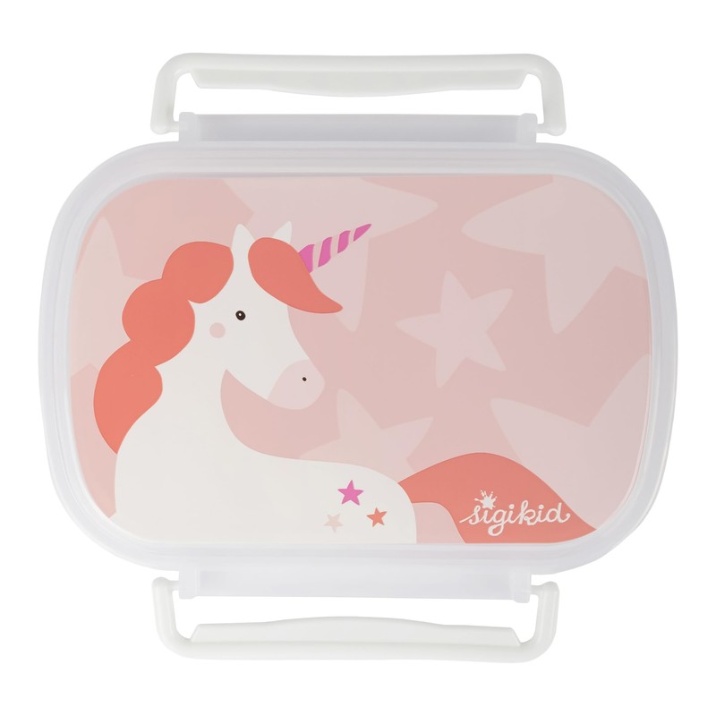 sigikid 25371 Unicorn Lunch Box with Insert and Clip Closure,