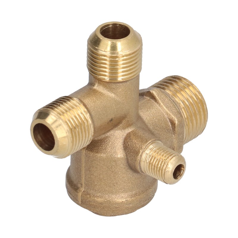 Air Compressor Valve Replacement Components Brass 4 Way Double Pipe