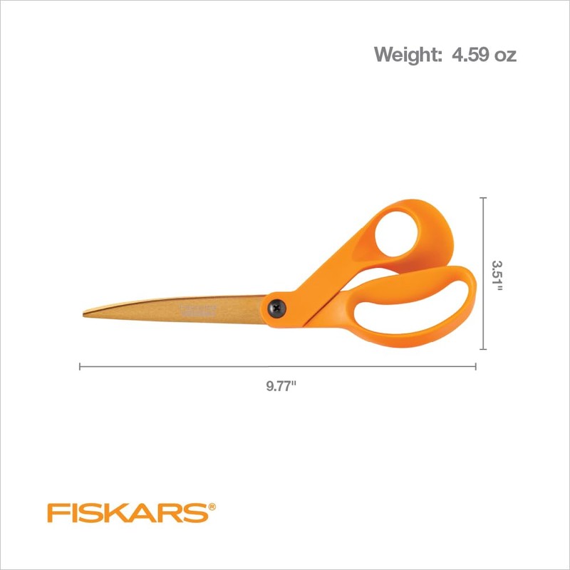 Fiskars 9" Titanium Shop Shears Heavy Duty Serrated Multipurpose Scissors