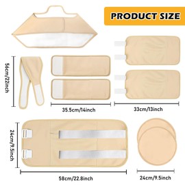 Castor Oil Pack Kit, 9 Stück Organische Rizinusöl-Packung, Wiederverwendbare Rizinusöl Packung, Rizinusöl Bio-Packung Set, Castor Oil Pack Wrap Kit Für Hals Schulter Brust Taille Knie Und Füße