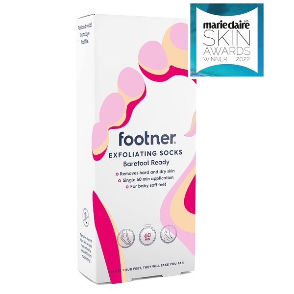 Footner Exfoliating Foot Mask Socks - Foot Peel Mask for Hard Skin - Peeling Foot Mask for Smooth and Soft Feet - Foot Peel Socks to Remove Hard Skin in Single 60 Minute Treatment - For Baby Soft Feet