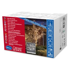 Konstsmide 2366-003 Microlight Lichterkette / für Außen (IP44) / 24V Außentrafo / verschweißt / 80 klare Birnen / transparentes Kabel, Warmweiß