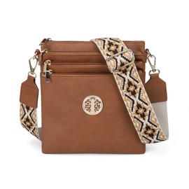 Gladdon Women’s Crossbody Bag – Faux Leather Small Shoulder Handbag with Multiple Zipper Pockets and Adjustable Boho Strap, Lightweight Travel Purse