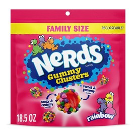 NERDS Gummy Clusters, Candy, Rainbow, Crunchy and Gummy, 18.5 oz - Flavor Name: Very Berry, Size: 18.5oz (Pack of 1)