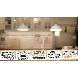 Kitchen Decorative Witch Set of 5 Cloths Dishcloths Reusable Absorbent Cleaning Cloth Wipes 11x11 Inches