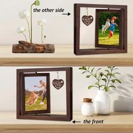 Bigladious Dog Memorial Gifts Picture Frame, Pet Memorial Gifts for Loss, Rotating Wooden Picture Frame for 4x6 inches Photos, Sympathy Gift & Dog Bereavement Remembrance