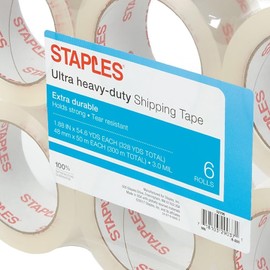 STAPLES Ultra Heavy Duty Packing Tape, 1.88 x 54.6 Yards, 6-Pack – Strong Shipping Tape for Boxes