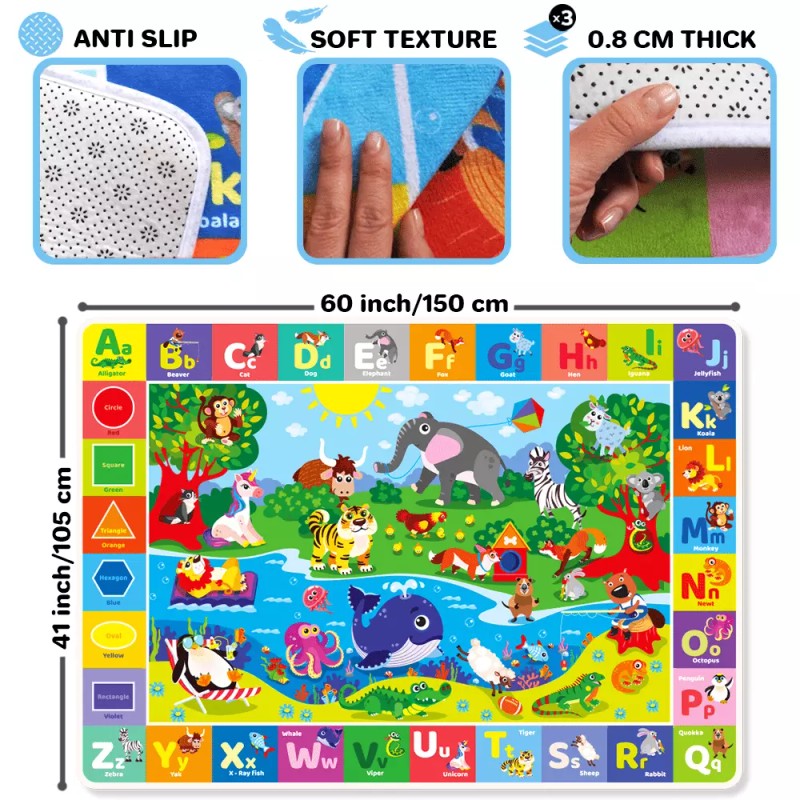 QUOKKA Baby Play Mat for Floor Plush ABC Playmat for