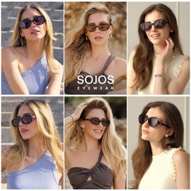 SOJOS SJ2369 - anteojos de sol polarizadas ovaladas retro para mujeres y hombres, estilo clásico de los años 90 inspiradas en el diseñador, Dark Tortoise/Light Grey, Medio
