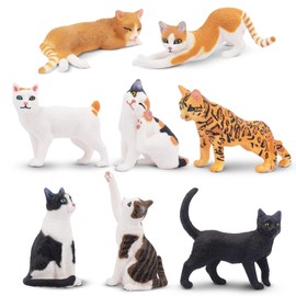 TOYMANY 8 Piece Cat Figurine, Animal Figure, Cute Cat, Realistic Animal Model, Cat Model, Popular Animals, Toys, Birthday Gift, Christmas, New Year, Ornaments, Collection, Ages 6 and Up