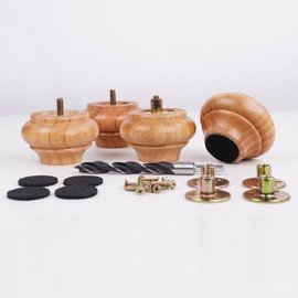 DWYL & LWYD 2 Inches Short Wood Furniture Legs Set of 4,Heavy Duty Rubber Wood Legs Replacement Couch Legs Sofa Legs Cabinet Legs Wooden Feet for Furniture (Varnish Finish,2 Inches Height)