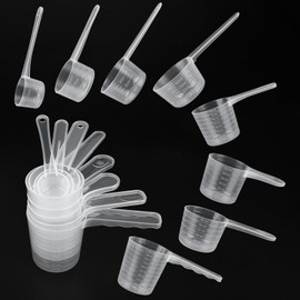 8 Stück Messlöffel Set, Dosier-Löffel 100ml/80ml/70ml/60ml/50ml/40ml/20ml/10ml, Transparente Messlöffel Aus Kunststoff f, Waschmittel Dosierhilfe, Dosierlöffel für Trockene Und Flüssige Zutaten