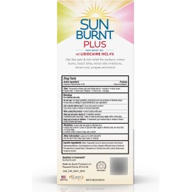 Sunburnt Plus Gel Para Después Del Sol Con Lidocaína, 4 Onza