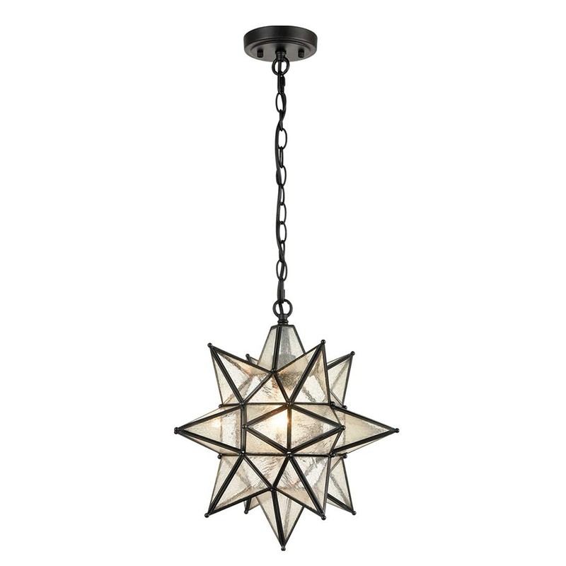 DIRYZON EUL Moravian Star Pendant Light 16 inch Seeded Glass
