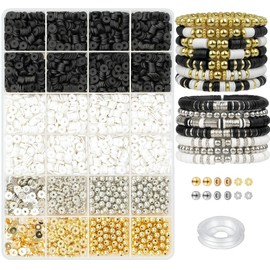 Wonninek 2720 Pcs Clay Beads Bracelets Making Kit Polymer Clay Beads for Jewelry Making Charms Bracelet Kit Jewelry Making Supplies Heishi Beads with Elastic String Gifts
