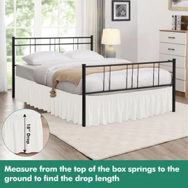 Biscaynebay Wrap Around Bed Skirts with Split Corners for Full Beds 18" Drop, Ivory Adjustable Elastic Dust Ruffles Easy Fit Wrinkle Resistant Silky Luxurious Fabric Machine Washable