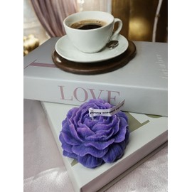 Peony Flower Shaped Candle with Scent, Soy Wax Blend Aromatherapy Candle, Gift Candle, Gifts for Women, Candles for spa, Stress Relief, Meditation, Wedding, Home Decor, Relaxing Atmosphere, (Violet)