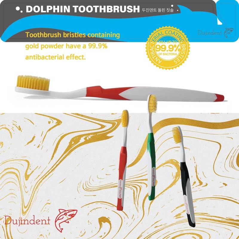 DUJINDENT Dolphin Gold Extra Soft Toothbrush Manual Long Flossing Bristle,