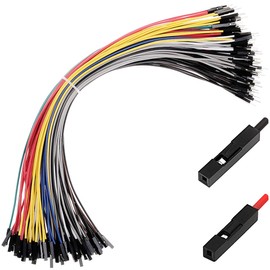 Hellotronics Breadboard Jumper Wires 22AWG MF Pack of 120 Pieces Red and Black Jumpers, Square Head 0.1'' 10 Colors (30CM, M/F)