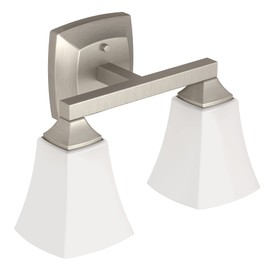 Moen YB5162BN Voss 2-Light Dual-Mount Bath Bathroom Vanity Fixture with Frosted Glass, Brushed Nickel, 7.24 x 9.61 x 19.65 inches