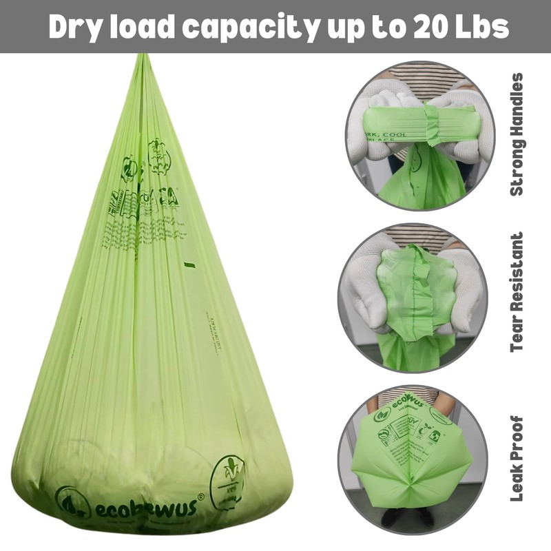 ECOBEWUS 100% Compostable 13 Gallon Bags (35 Bags) Tall Kitchen