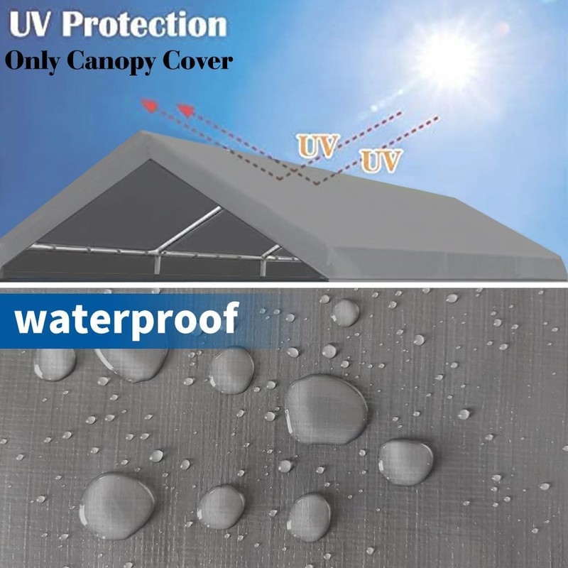 Rutile 10 x 20 FT Carport Replacement Cover, Heavy Duty