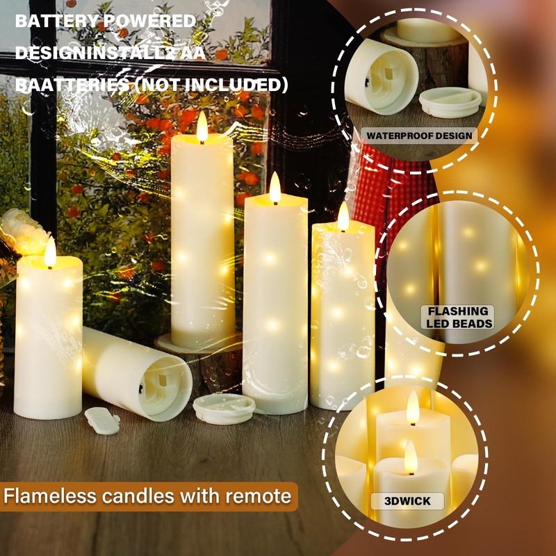 Nimiko Waterproof Outdoor,with Timer & Remote - 2 Pack Flameless