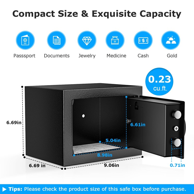 Bonsaii Safe Box with Electronic Keypad, Steel Security Lock Box